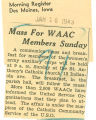 Mass for WAAC members Sunday