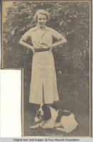 Elizabeth Burden standing with dog (Bobby) at feet