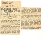 Two sent here to seek WACS