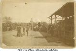 Curtis T. Dey clearing the bar in high jump, The University of Iowa, 1893 or 1894