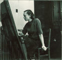 Art student painting, The University of Iowa, 1940s