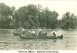 Paddling tandem on the Iowa River, The University of Iowa, 1930s