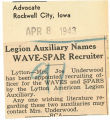 Legion Auxiliary names WAVE-SPAR recruiter