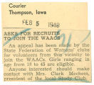 Asks for recruits to join the WAACs