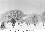 Iowa Avenue in winter, Iowa City, Iowa, ca. 1929