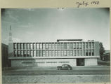 Automobile in front of new Communications Center, The University of Iowa, July 1953