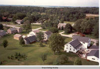 Aerial view Homestead looking north west 2, Homestead, Iowa, Aug. 23, 1989