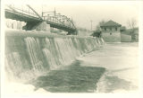 Hydroelectric Plant, dam and Burlington Street bridge from the west, the University of Iowa, 1920s?