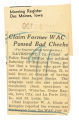 Claim former WAC passed bad checks