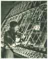 Engineering students assembling metal structure in engineering laboratory, The University of Iowa, 1939