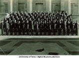 Cadets of Company A-2 on steps of the Old Capitol, The University of Iowa, ca. 1943