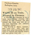 WAVE ill on train, treated by firemen