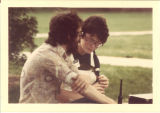 Music teacher and student with Scottish Highlanders, The University of Iowa, 1970s