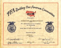 FFA building our American communities certificate honoring Appanoose County, 1975