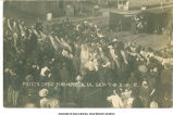 Magician performing outdoors at Potato Days, Reinbeck, Iowa, September 7-9, 1910