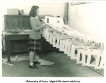 Elinor Kohrs with pre-flight signal code flags, The University of Iowa, 1942-43