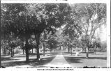 View up central walk, The University of Iowa, June 1895