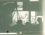 Researchers behind screen observing group of children, The University of Iowa, October 28, 1938