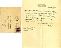 Rupert Hughes letter to Helen Patricia (Patsy) Wilson exchanging bookplates. 