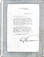 Letter from President Harry S. Truman to Hubert Dwight Hough.