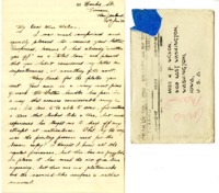David P. Renton thank you letter to Helen Patricia (Patsy) Wilson exchanging bookplates. 