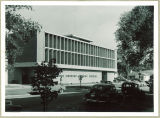 Automobiles on Madison Street by Communications Center, The University of Iowa, July 1955