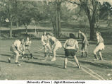 Playing field hockey in the fall, The University of Iowa, 1940s