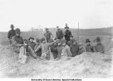 Cadets digging trenches near Old Armory, The University of Iowa, 1918