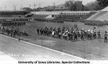Governor's Day pass and review of band on Iowa Field, The University of Iowa, 1925