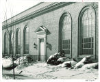 Music Building entrance during winter, the University of Iowa, 1940s