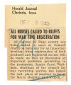 All nurses call to Bluffs for war time registration