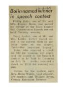 1968 - Bolin Named Winner in Speech Contest