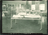 Boy with bandaged leg in Children's Hospital, The University of Iowa, 1930s