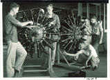 Engineering students working on aviation engines, The University of Iowa, 1940