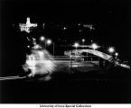 Old Capitol illuminated at night, The University of Iowa, 1966