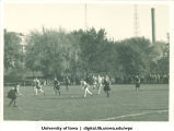 Playing the Welsh team in field hockey, The University of Iowa, 1936