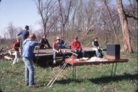 1984 School children taking a break during a class nature field trip
