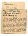 WAVE officer to address women's club March 30.