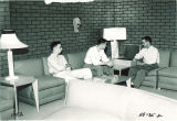 Students in a lounge in Hillcrest, the University of Iowa, 1950