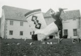 Sigma Kappa Homecoming lawn display, ""Argyles'll Sock 'em,"" first place in the sorority division, 1962