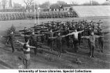 Cadets physical exercise on Iowa Field, The University of Iowa, 1919