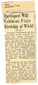 Davenport will celebrate first birthday of WAAC