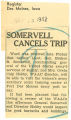 Somervell cancels trip