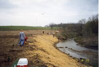 1999  Flint Creek stream bank after being reshaped on Richard Osborn's property by volunteers<br />
