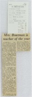 1970 - Mrs. Boatman is Named Teacher of the Year