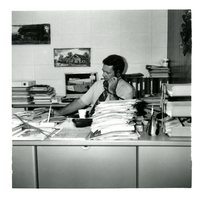Man on Phone at Desk