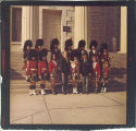 Scottish Highlanders on steps of Old Capitol, The University of Iowa, November 7, 1970