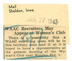 WAAC recruiters may appear at Women's Club