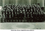 Cadets of Company F on steps of the Old Capitol, The University of Iowa, ca. 1943