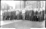 Professor George F. Kay's Bible Class in front of First Presbyterian Church, Iowa City, Iowa, March 29, 1914